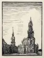 Siegfried Berndt, Dresden - Blick auf Hofkirche und Hausmannsturm. Ohne Jahr