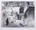 Paul Paeschke, Dresden - Aufgang zur Brühlschen Terrasse, Um 1920, Kaltnadelradierung mit Roulette auf leichtem strukturierten Karton