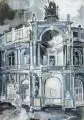 Jürgen Schieferdecker, Dresden - Semperoper, 1959, Gouache und Deckweiß auf gelblichem Papier