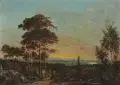 Johann Anton Castell, (zugeschr.), Abendstimmung über Dresden