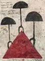 Kaeseberg, Zwergenpyramide, 1996, Mischtechnik auf Seidenpapier