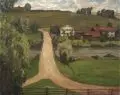 Ernst Liebermann, Weg zu den Feldern (Oberbayern). Wohl 1920er Jahre, Öl auf Leinwand