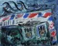 Ansgar Skiba, Luftpostbrief, 1991, Acryl auf "Fabriano"-Papier