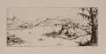 Augustin Hirschvogel, Zwei Landschaften. 1540er Jahre, Radierungen auf Maschinenbütten mit Wasserzeichen (Ochsenkopf)