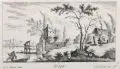 Johann Georg Hertel, / Nicolas Perelle / Anonym, Drei arkadische Landschaftsdarstellungen. 18. Jh, Radierungen auf Bütten