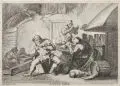 Anton Joseph von Prenner, Trinkende Bauern an einem Tisch, 1728, Radierung auf Bütten nach Adrian van Ostade