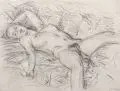 Siegfried Adam, Liegender weiblicher Akt. Wohl 1980er Jahre, Graphitzeichnung