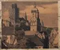Georg Curt Bauch, Meißen - Blick auf Altstadt und Dom, 1907, Federzeichnung in Tusche