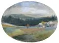 Georg Curt Bauch, Blick aus Casa Erika i. Oberbärenburg, Aquarell auf Karton