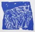 Veit Hofmann, Besuch auf dem Mond, 2000, Farblithographie auf "BEK RIVES" - Bütten