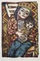 Silvio Zesch, Mädchen mit Puppe, 2007, Farblithographie auf "HAHNEMÜHLE"-Bütten