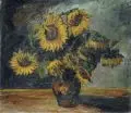 Hans Emil Oberländer, Stilleben mit Sonnenblumen, 1933, Öl auf Leinwand, auf Malpappe aufgezogen