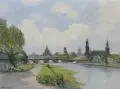 Camillo Schneidenbach, Dresden vom Neustädter Elbufer aus. Frühes 20. Jh, Öl auf Leinwand