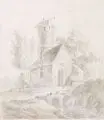 Johann Kaspar Huber, Landschaft mit Ruine/ Landschaft mit Fluß/ Landschaft mit Brunnen. Wohl Anfang 19. Jh, Graphitzeichnungen, partiell mit Kohlestift, teilweise in Tusche laviert