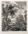 Gabriel Pérelle, Arkadische Landschaft mit zwei Wanderern, einen Vogelschwarm beobachtend, Um 1670, Kupferstich auf Bütten
