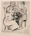 Johannes Driesch, Am Spinnrad, 1922, Radierung auf Bütten