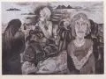Andreas Dress, An die Nachgeborenen, 1974, Farbaquatintaradierung auf Torchon