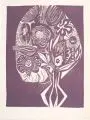 Rudolf Franke, Blumenstrauß, 1971, Farbmonotypie auf leichten Karton