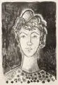 Erhard Hippold, Frauenkopf, 1961, Lithographie