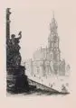 Hans Kirst, Die katholische Hofkirche Dresden / Die Kuppel der Frauenkirche Dresden. Wohl 1960er Jahre, Radierungen