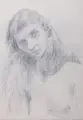 Siegfried Klotz, Weiblicher Halbakt. Ohne Jahr, Graphitzeichnung auf Bütten