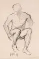 Paul Kleinschmidt, Sitzender männlicher Akt, 1917, Kohlezeichnung