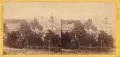 Hermann Krone, Schloss und Kirche von der Königshöhe, Albuminabzug, Stereographie, auf gelbem Untersatzkarton montiert