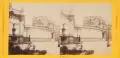 Hermann Krone, Zwinger. Bogengalerie zwischen Langgalerie und Glockenspielpavillon, Um 1860, Albuminabzug, Stereographie, auf gelbem Untersatzkarton montiert