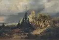 Pieter Francis Peters, Gewitterlandschaft mit Blick zur Insel Reichenau (?) 1858, Öl auf Leinwand