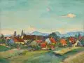 Paula Lauenstein, Das Dorf, 1932, Öl auf Leinwand