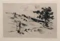Kiepe tragende Bäuerin am Hangweg. Wohl um 1890 by Heinrich Ludwig Freiherr von Gleichen-Rußwurm, Radierung mit Tonplatte auf festem Bütten, offered Jun 2014