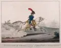 Troisième suite de Chevaux (No. 28) d'après Carle & Horace Vernet. by Charles François Gabriel Le Vachez, Um 1800, Schabkunstblatt, koloriert, offered Jun 2014