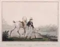 Troisième suite de Chevaux (No. 25) d'après Carle & Horace Vernet by Charles François Gabriel Le Vachez, Um 1800, Schabkunstblatt, koloriert, offered Jun 2014