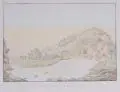 Cascade auprès de la maison du Garde-chasse dans la Vallée de Plauen près de Dresde. by Johann Friedrich Wizani, Um 1810, Umrißradierung, koloriert, offered Jun 2014