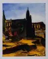Christian Aigrinner, Alte Stätten, 1975, Aquarell und Federzeichnung in Tusche auf Bütten, auf festem Papier auf Untersatzkarton montiert