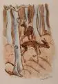 Siegfried Berndt, Zwei Rehe, 1926, Aquarell auf hauchdünnem, gelblichen China