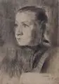 Wilhelm Claus, Meta, 1903, Bleistiftzeichnung gelblichem auf Bütten