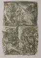 Hubertus Giebe, Chinesische Drachen, Farblithographie auf kräftigem olivgrünen Bütten