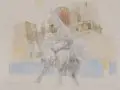 Alexandra Müller-Jontscheva, Der Dom zu Berlin, 1977, Aquarell und Bleistiftzeichnung auf weichem, strukturierten Bütten