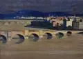 Gerhard Bondzin, Dresden bei Hochwasser, 1975, Öl auf Papier, auf Hartfaser aufgezogen