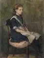 Marie Hechel, Sitzendes Mädchen, Um 1900, Öl auf Leinwand