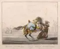 Cheval d'un chef de Mamelucks by Charles François Gabriel Le Vachez, Um 1800, Schabkunstblatt, altkoloriert, offered Mar 2014