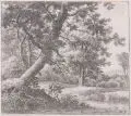 Anthonie Waterloo, Der schiefe Baum, Radierung auf Bütten