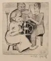 Johannes Driesch, Am Spinnrad, 1922, Radierung auf Bütten