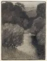 Curt Förster, Gartenecke, 1903, Kohlezeichnung und Radierung
