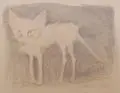 Edith Jasmund-Großmann, Kranke Katze, 1950, Bleistiftzeichnung und Farbstiftzeichnung auf Papier