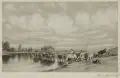 Mara von Minckwitz, (zugeschr.), Kuhtrieb am Fluß. Frühes 20. Jh, Graphitzeichnung, partiell weiß gehöht, auf grauem Papier
