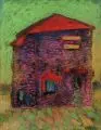 Peter Koch, Haus auf Sizilien, 2011, Farbige Pastellkreide und Kohlestift auf festem Papier