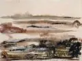 Landschaft by Peter Koch, 1987, Aquarell und Deckfarben auf strukturiertem Büttenkarton, offered Mar 2014