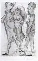 Hermann Naumann, König David erhält durch Abener seine Lieblingsfrau zurück, 1967, Kaltnadelradierung auf festem Papier